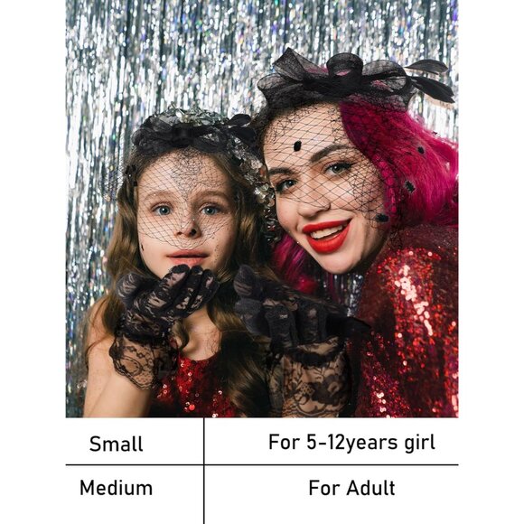 Fascinator Hat Feather Veil Lace Gloves for Women Elegant Tea Party & Formal Wea - Picture 2 of 7